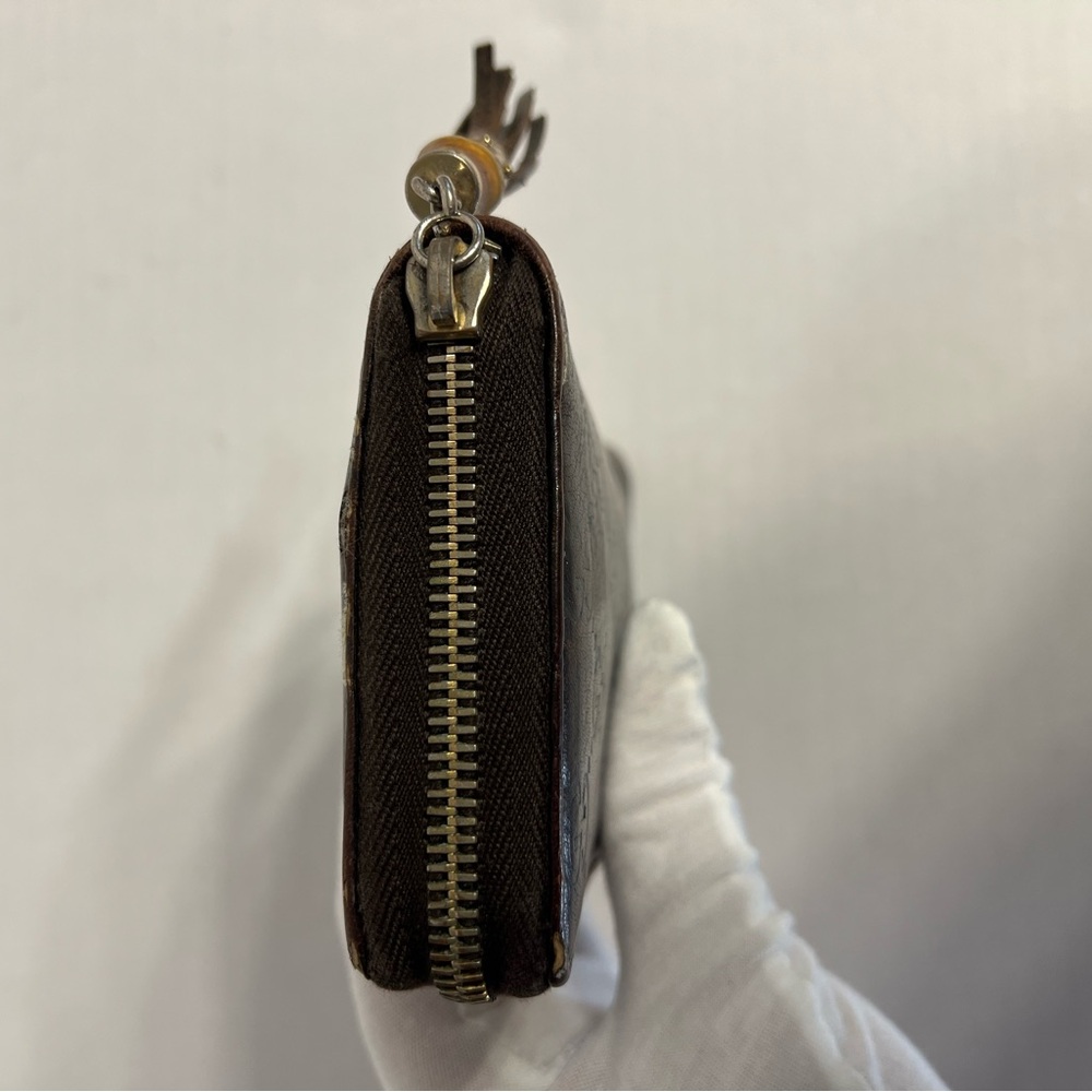 Gucci Brown Monogram Zip-Around Leather Wallet with Tassel - Picture 6 of 15